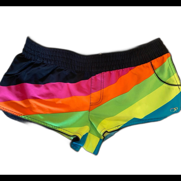 OP Junior Size Medium 7 -9 Bright Colored Short Shorts w/Pockets Elastic Waist - Picture 2 of 6
